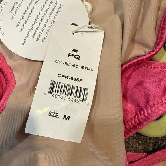 PQ Swim Pink Ruched Side Tie Bikini Bottom Sz M NWT - Picture 7 of 12